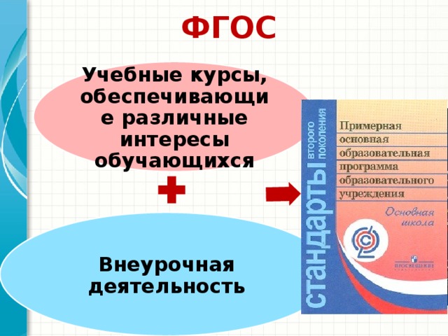  ФГОС Учебные курсы, обеспечивающие различные интересы обучающихся Внеурочная деятельность 