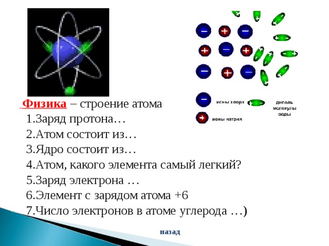 Атомы легких элементов