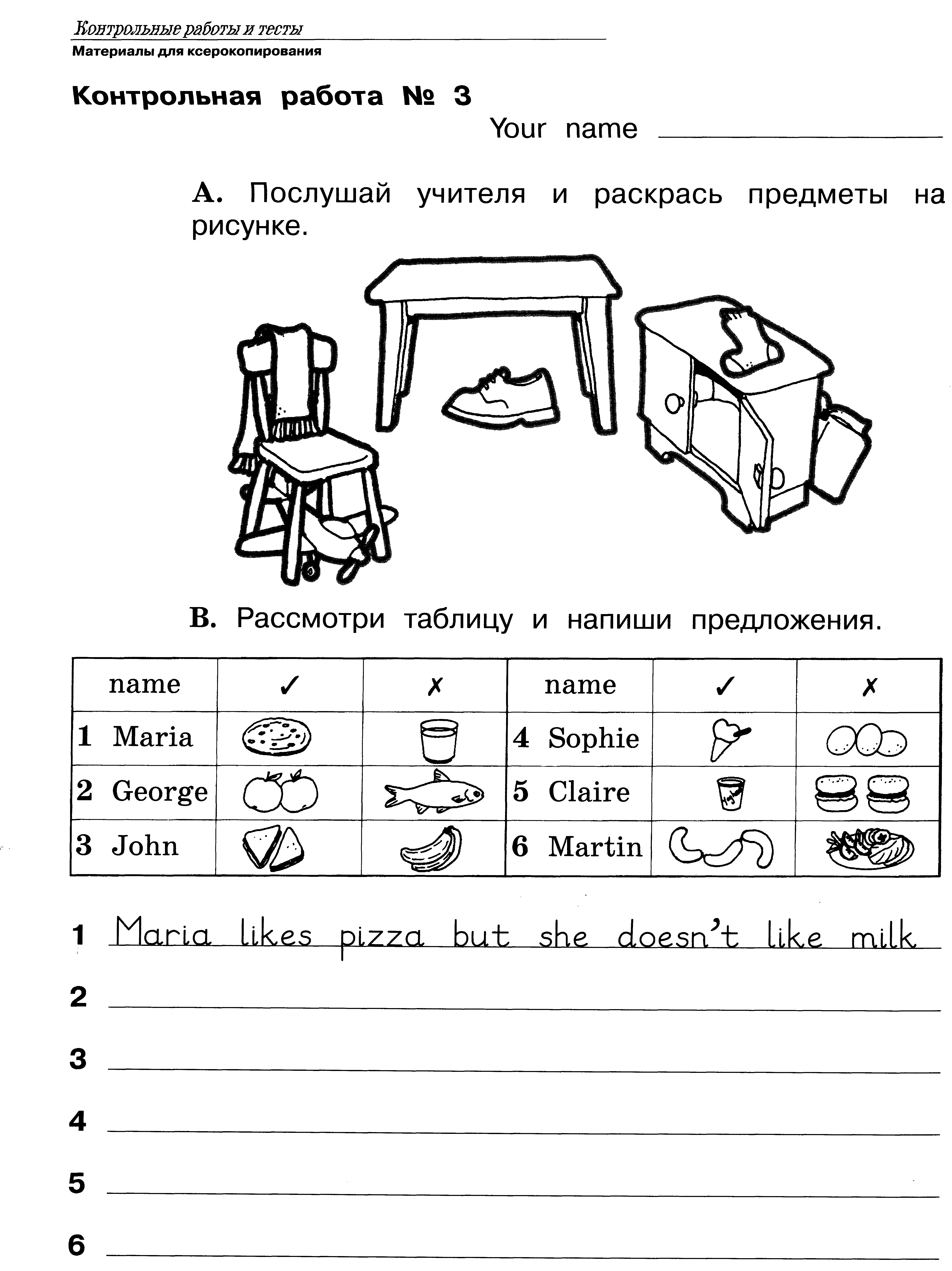 Контрольная английский 2 четверть