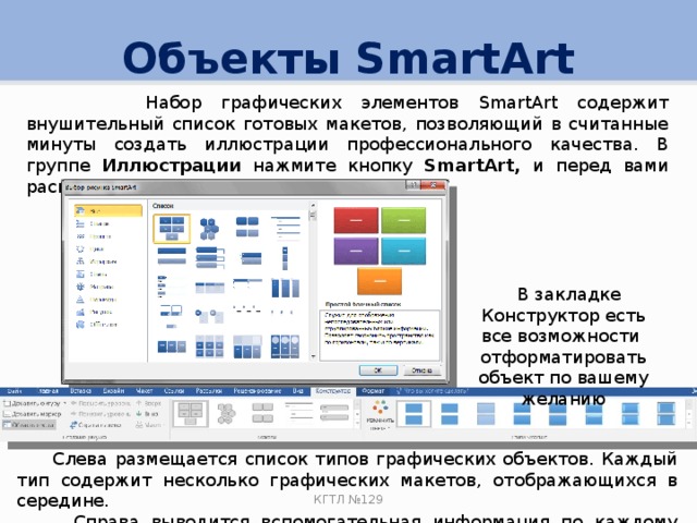 На какой вкладке находятся команды оформления отдельных фигур в созданном рисунке smartart