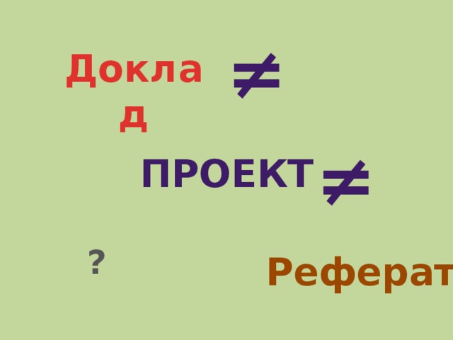 ≠ Доклад ≠ Проект ? Реферат