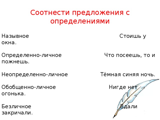 Соотнесите предложенные