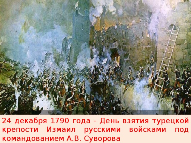 Взятие турецкой крепости измаил русскими войсками под командованием суворова презентация