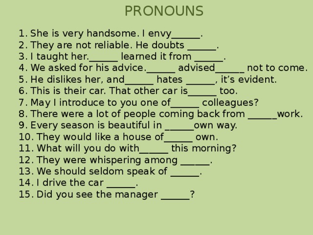 Pronouns exercises