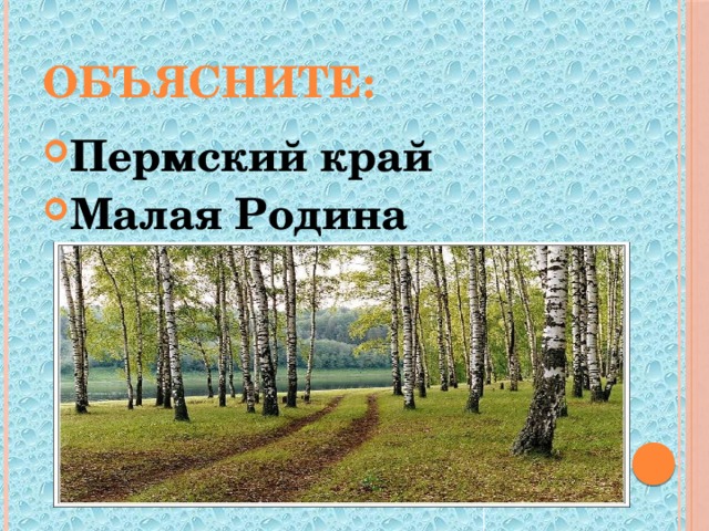 Объясните: Пермский край Малая Родина 