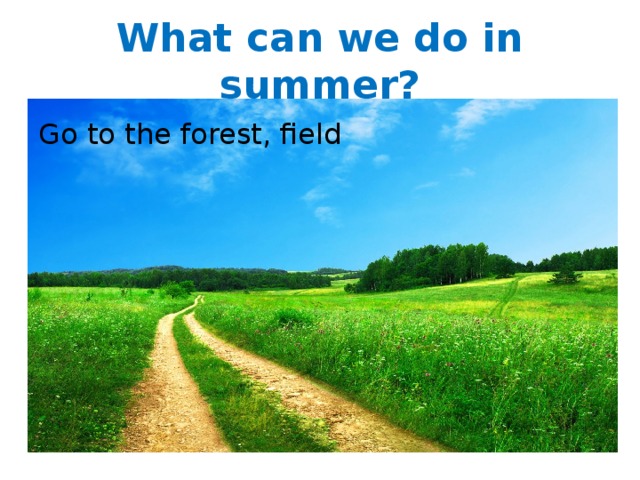 What can we do in summer? Go to the forest, field 