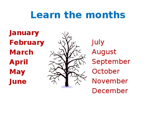 Learn the months January  July February  August March  September April  October May  November June  December 