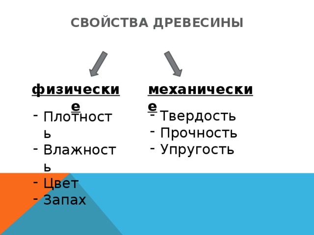 Свойства древесины физические механические Твердость Прочность Упругость Плотность Влажность Цвет Запах 