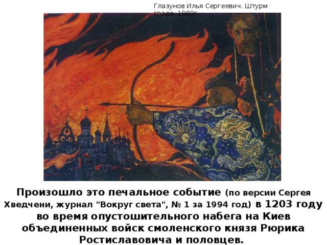 Глазунов Илья Сергеевич. Штурм града. 1980г. Произошло это печальное событие (по версии Сергея Хведчени, журнал 