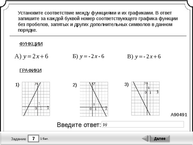 Установите соответствие между функциями х графиками