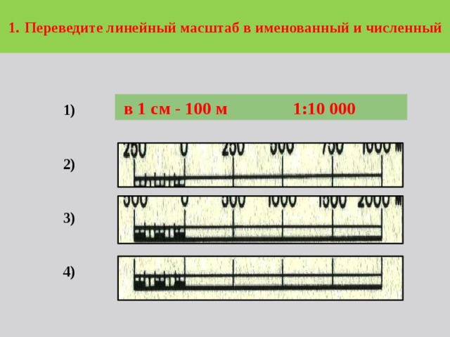 Численный именованный и линейный масштабы показывают