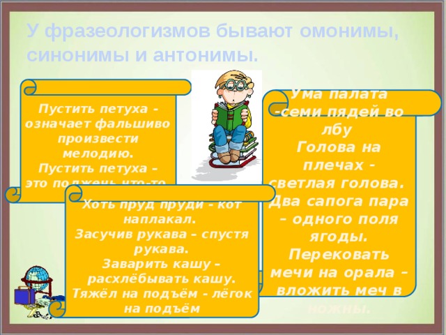 Фразеологические синонимы и антонимы презентация