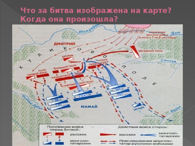 В изображенной на схеме битве русские полки возглавлял