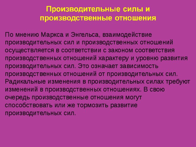 Соответствие производительных сил производственным отношениям