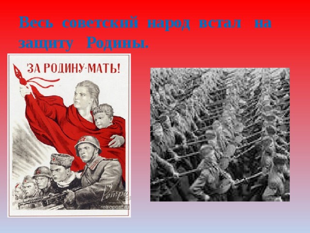 Весь советский народ встал на защиту Родины.   