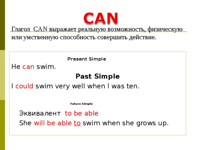 Презентация глагол can 3 класс