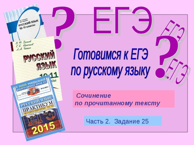  Сочинение по прочитанному тексту Часть 2. Задание 25 