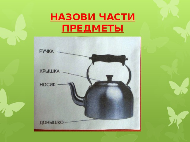 Назвать части предмета. Части чайника для детей. Составные части чайника для детей. Чайник по частям. Части предметов.