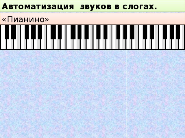 Автоматизация  звуков в слогах. «Пианино» 