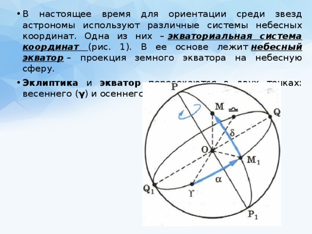 Системы небесных координат презентация