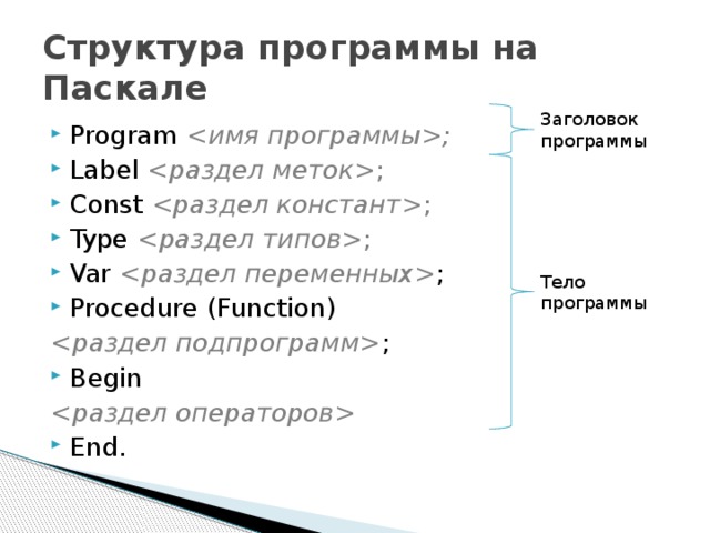 Program const var