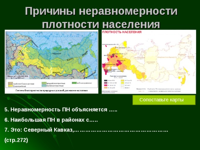 Презентация плотность населения