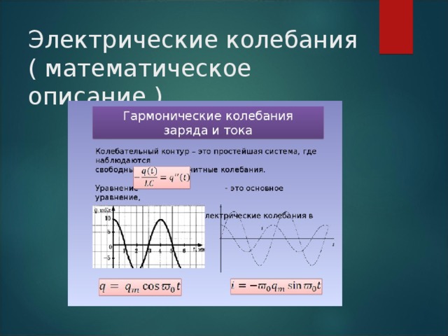 Электрические колебания ( математическое описание ) 