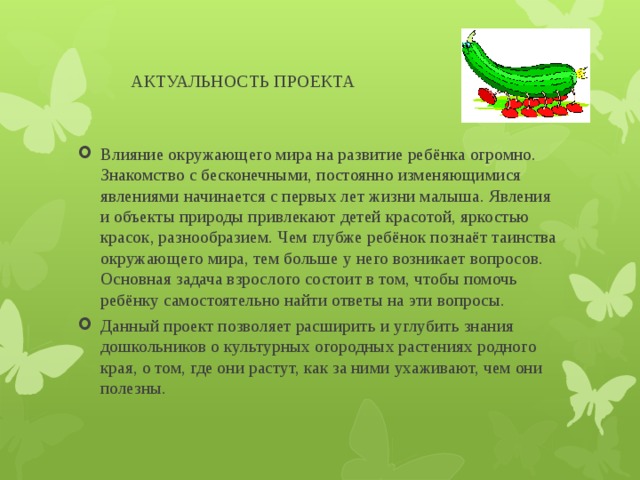 Экологический проект актуальность