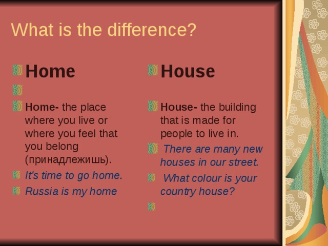 I the house yet. Отличия Home и House. Home House разница. Различие между словами Home и House. At Home in the House разница.