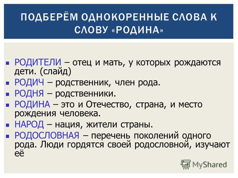 Отчество отчизна от какого слова образованы