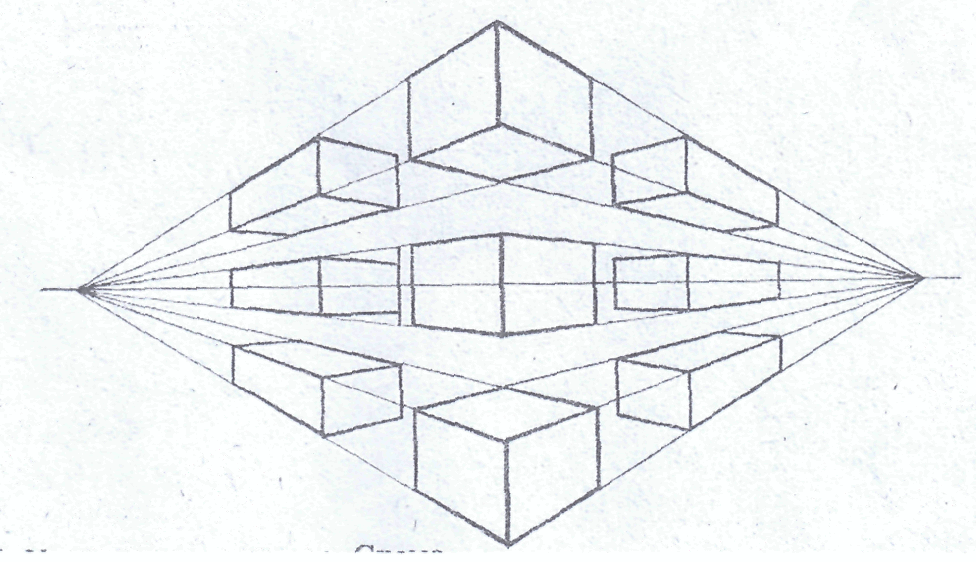 Линейная перспектива чертеж
