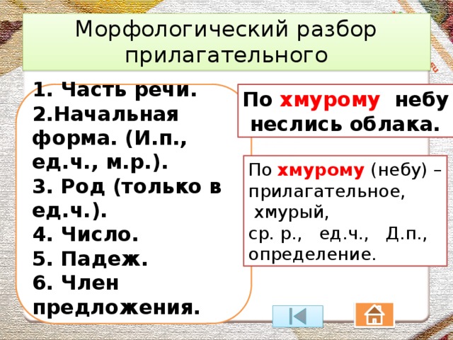 Морфемный разбор имени прилагательного 5 класс образец