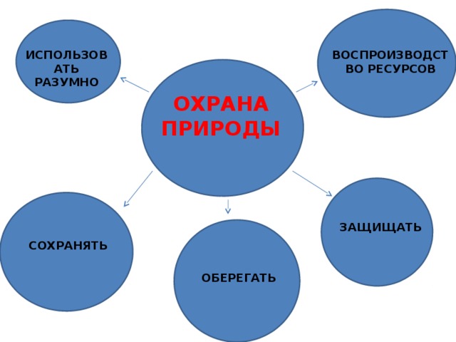 ВОСПРОИЗВОДСТВО РЕСУРСОВ ИСПОЛЬЗОВАТЬ РАЗУМНО ОХРАНА ПРИРОДЫ ЗАЩИЩАТЬ СОХРАНЯТЬ ОБЕРЕГАТЬ 