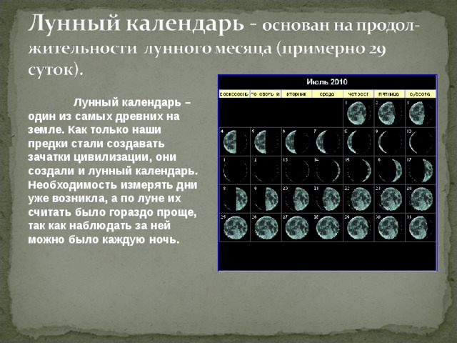 Лунно солнечные календари проект по астрономии