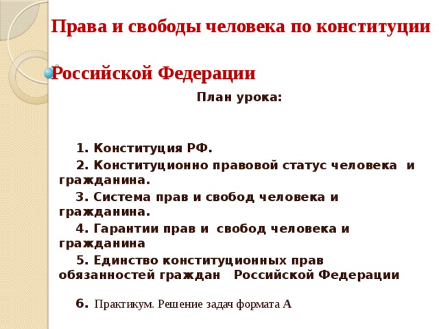 Гражданские права и свободы граждан и механизмы их обеспечения план