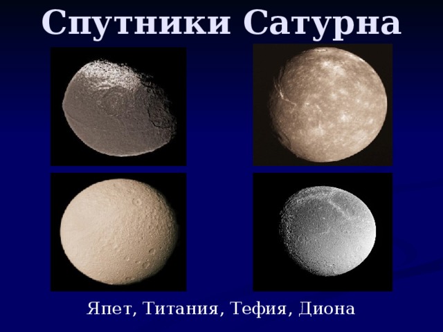 Спутники Сатурна Япет, Титания, Тефия, Диона