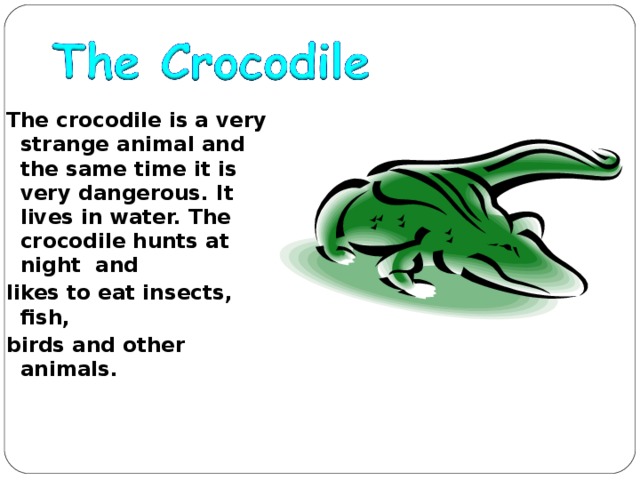 Как будет по английски змей. Описание крокодила на английском. Крокодил на англ. Яз. Животных по английскому.