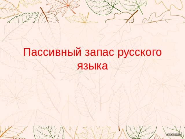 Пассивный запас русского языка 