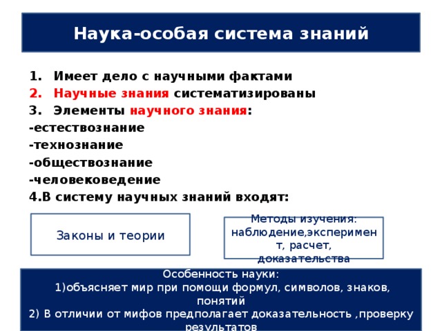 Наука особая система