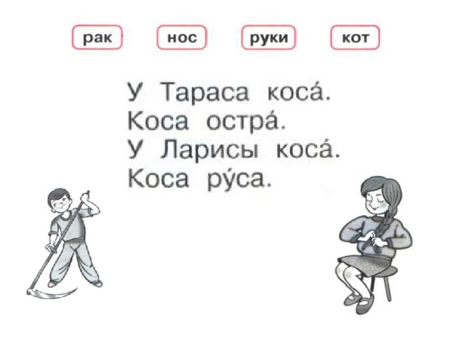 Слово рак. У Тараса коса. С 1 класса у Тараса коса коса. Скороговорка у Тараса коса. Предложение со словом рак-это 1 класс.