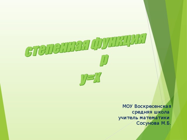 МОУ Воскресенская средняя школа учитель математики Сосунова М.Б. 