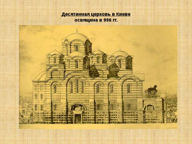 Десятинная церковь в Киеве освящена в 996 гг. 