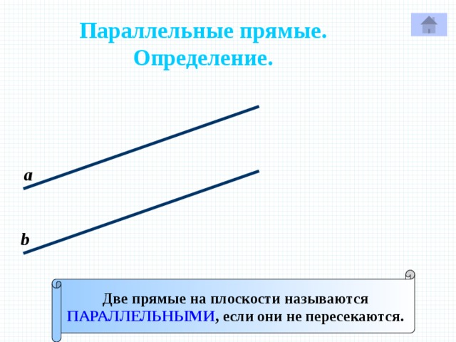 Прямые называются параллельными если они. Две параллельные прямые в плоскости.