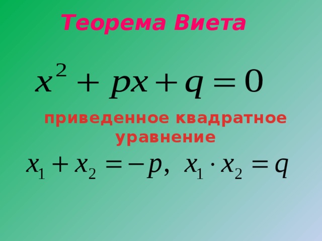 Теорема виета картинки для презентации