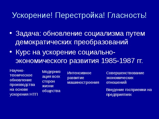 Направления перестройки в ссср