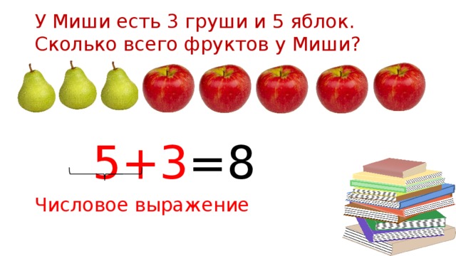 Яблоко за 5 рублей. Сколько всего яблок. Было сколько груш и ябло. Два яблока и три груши.