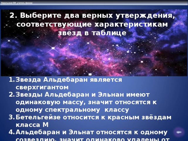 Выберите два утверждения о звездах которые соответствуют диаграмме температура звезд спектрального