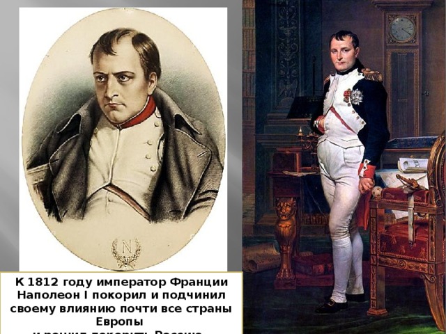 К 1812 году император Франции Наполеон I покорил и подчинил своему влиянию почти все страны Европы и решил покорить Россию.