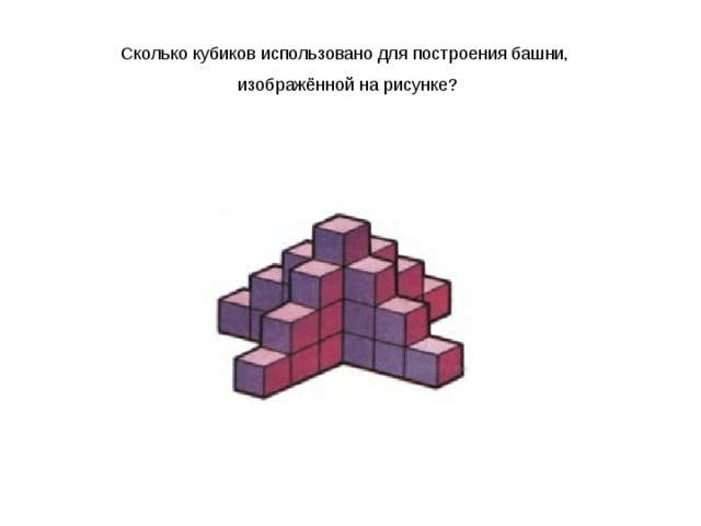 Сколько кубиков использовано для построения башни, изображённой на рисунке? 