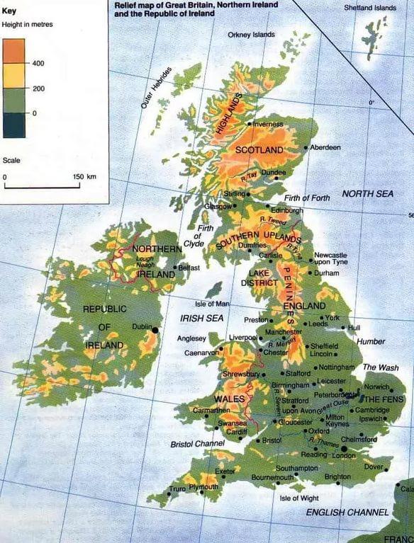Географическая карта великобритании на английском языке